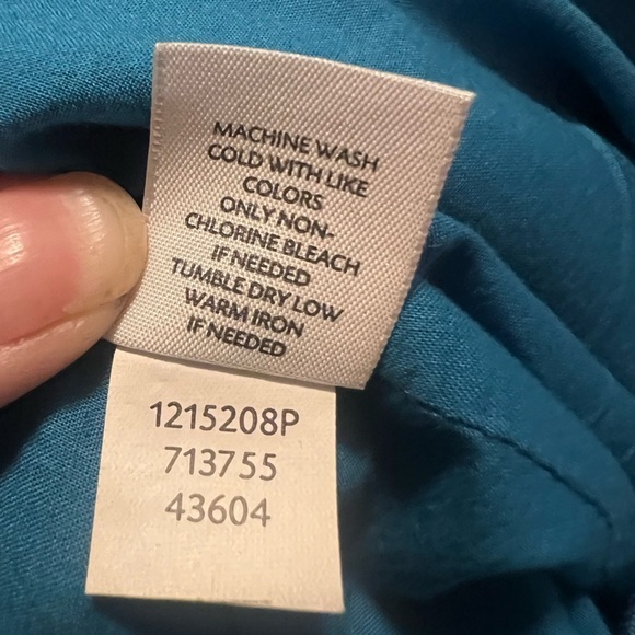 J. Jill cyan 100% linen prairie tiered crochet and lace maxi skirt cottagecore - Picture 10 of 11